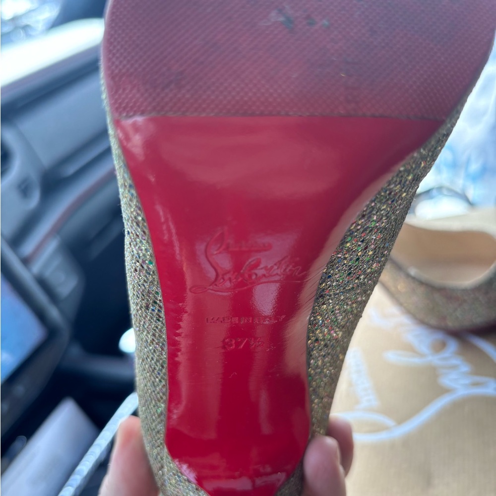 Christian Louboutin Gold Multicolor Heels - Picture 6 of 6